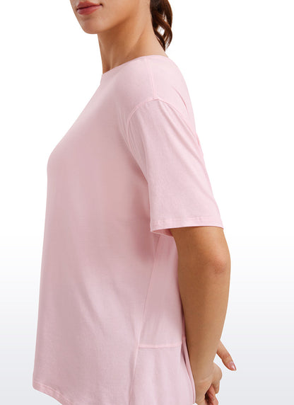 Pima Cotton Short Sleeves Boat Neck