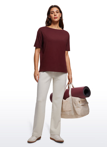 Pima Cotton Short Sleeves Boat Neck