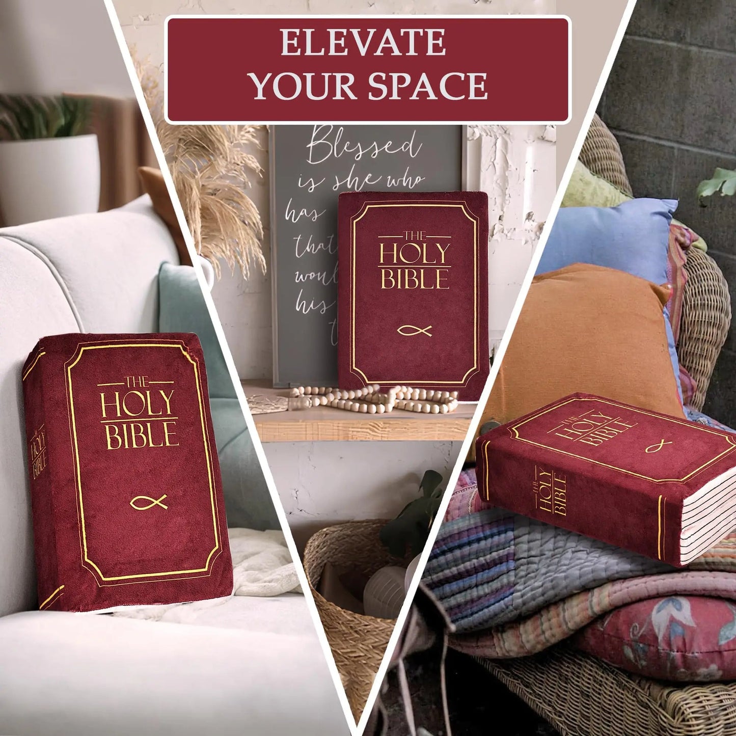 Heavenly Hugs: Holy Bible Plush Pillow – Faith, Comfort, and Elegance in Every Embrace