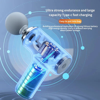 Portable AI Massage Gun – Electric Percussion Massager with 4 Heads & LED Light