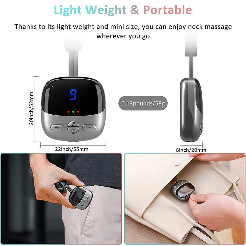 Negusy™ Mini Smart Hanging Neck Massager – Cervical Spine Relief with Heat & Portable Vibration Therapy