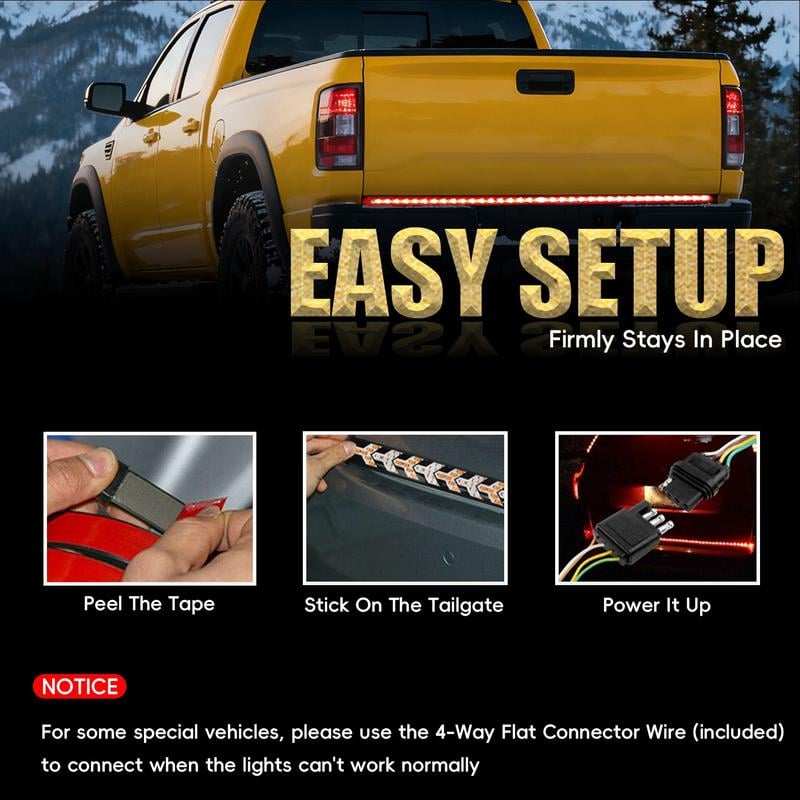 🔥 Triple-Row LED Tailgate Light Bar - 5-Function Weatherproof Strip
