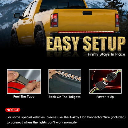 🔥 Triple-Row LED Tailgate Light Bar - 5-Function Weatherproof Strip