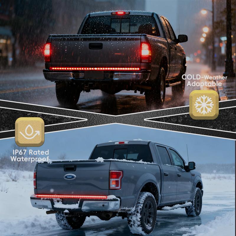 🔥 Triple-Row LED Tailgate Light Bar - 5-Function Weatherproof Strip