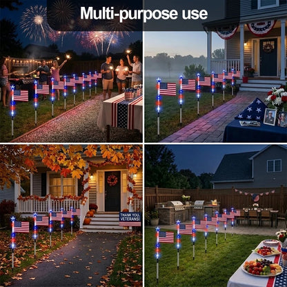 250th Anniversary Solar American Flag Lights – 8PCS Patriotic Pathway Lights