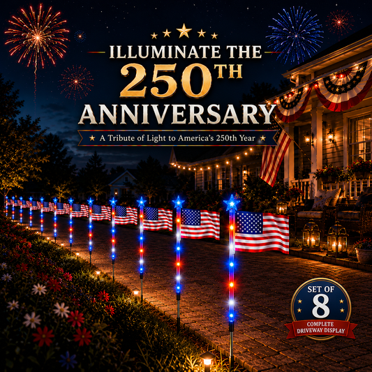 250th Anniversary Solar American Flag Lights