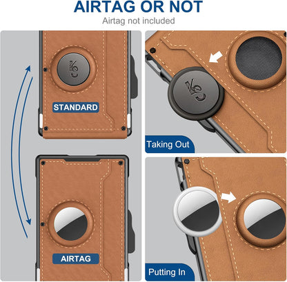 Premium Leather & Aluminum AirTag Wallet – Slim, Secure, and Convenient