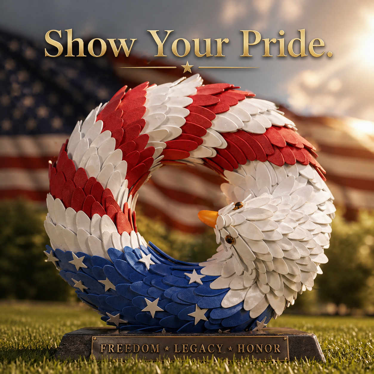 Let Pride Soar at Your Door: The 3D Patriotic Eagle Wreath