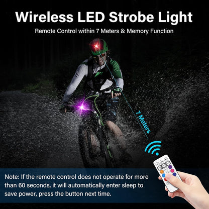 Odeiun™ Remote Control LED Strobe Lights - 8 Colors, IP65 Waterproof, USB Rechargeable