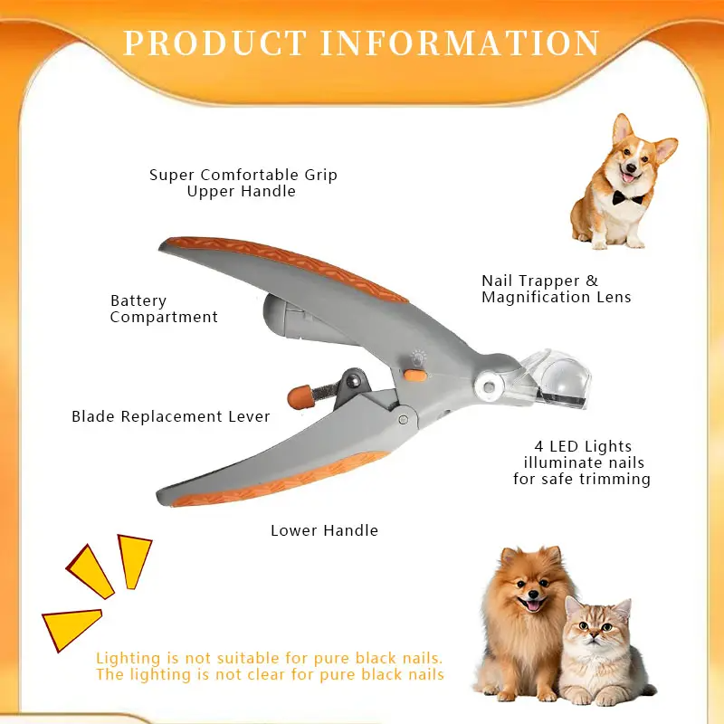 🎁 LED Light Pet Nail Clippers - 5X Magnification