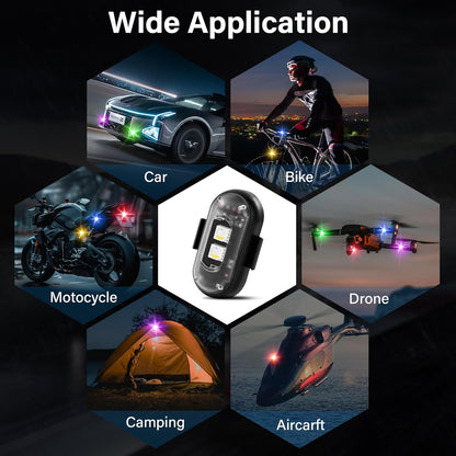 Odeiun™ Remote Control LED Strobe Lights - 8 Colors, IP65 Waterproof, USB Rechargeable