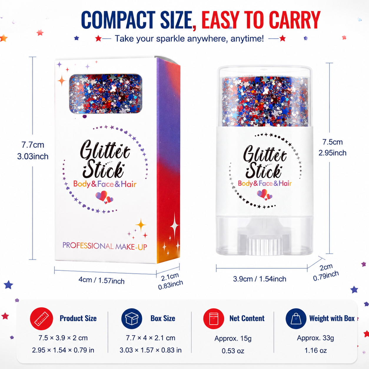 Glitter Stick for Face & Body — Celebrate 250 Years of Freedom