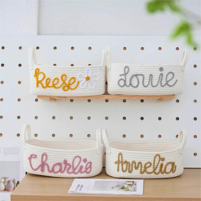 🎁Personalized Cotton Rope Baby Name Basket👶