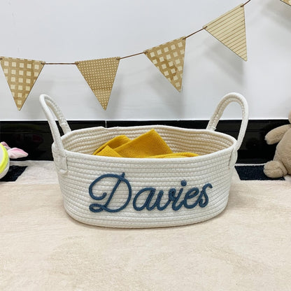 🎁Personalized Cotton Rope Baby Name Basket👶