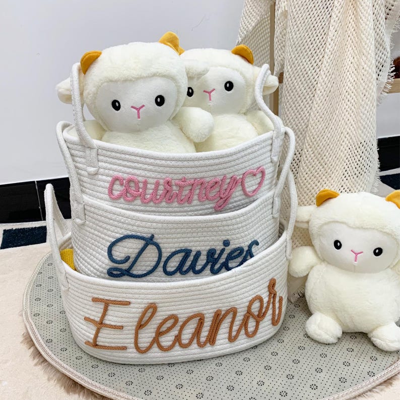 🎁Personalized Cotton Rope Baby Name Basket👶