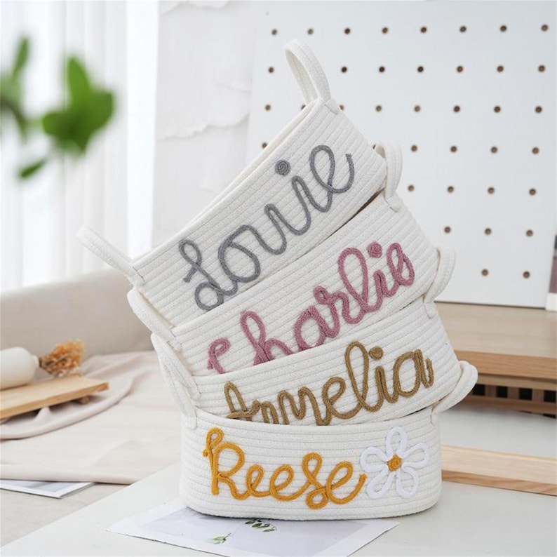 🎁Personalized Cotton Rope Baby Name Basket👶