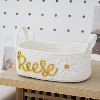 🎁Personalized Cotton Rope Baby Name Basket👶