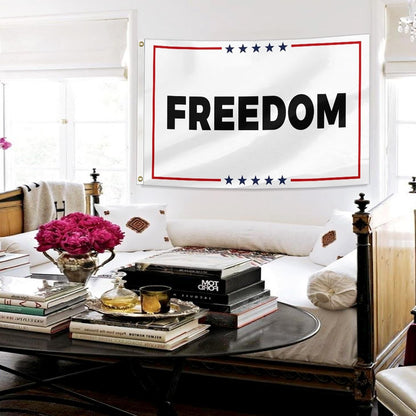 250 years of freedom — minimalist all-white patriotic flag for outdoor display