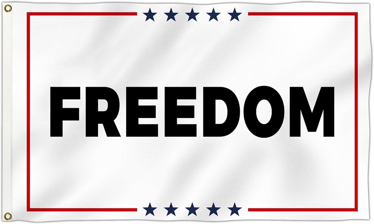 250 years of freedom — minimalist all-white patriotic flag for outdoor display