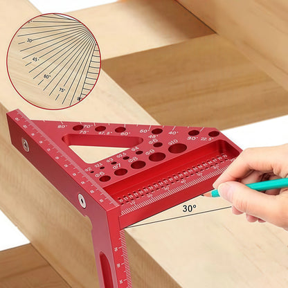 Odeiun™ Premium Aluminum Alloy Triangular Ruler – Dual-Purpose Measuring & Scribing Tool for Woodworking