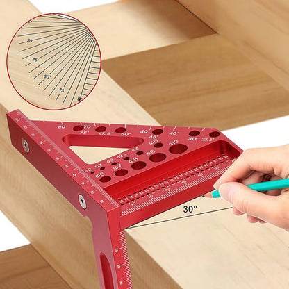 Odeiun™ Premium Aluminum Alloy Triangular Ruler – Dual-Purpose Measuring & Scribing Tool for Woodworking