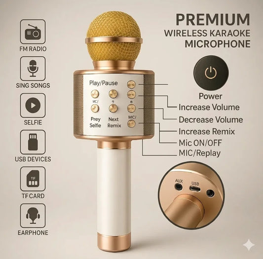 3-in-1 Wireless Bluetooth Karaoke Microphone