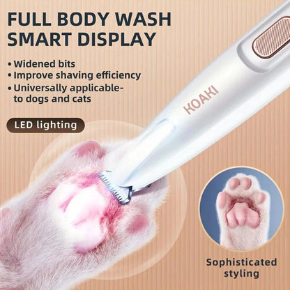 USB Charging Dog Cat Paw Trimmer with LED Light Waterproof
