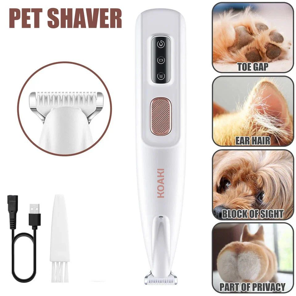 USB Charging Dog Cat Paw Trimmer with LED Light Waterproof