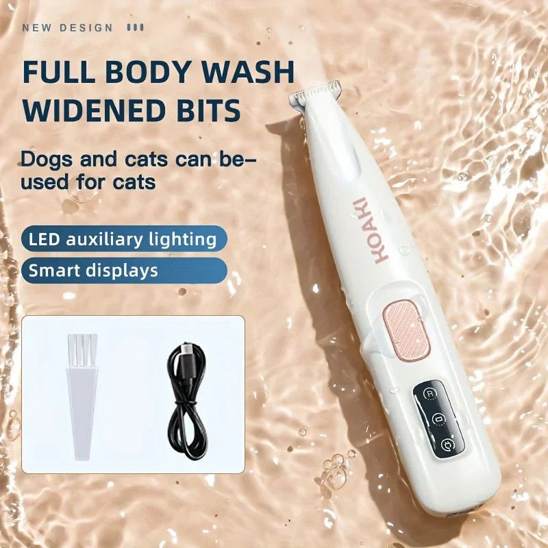 USB Charging Dog Cat Paw Trimmer with LED Light Waterproof